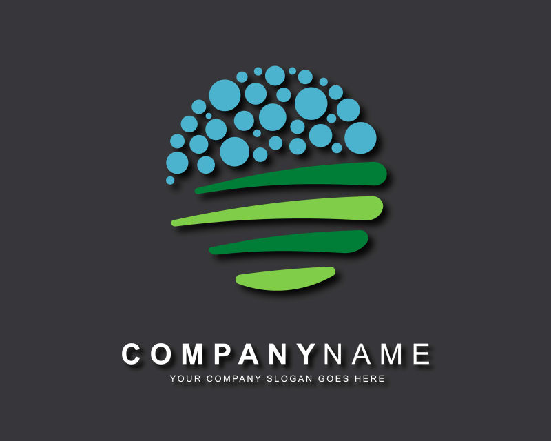 蓝色圆形商标矢量