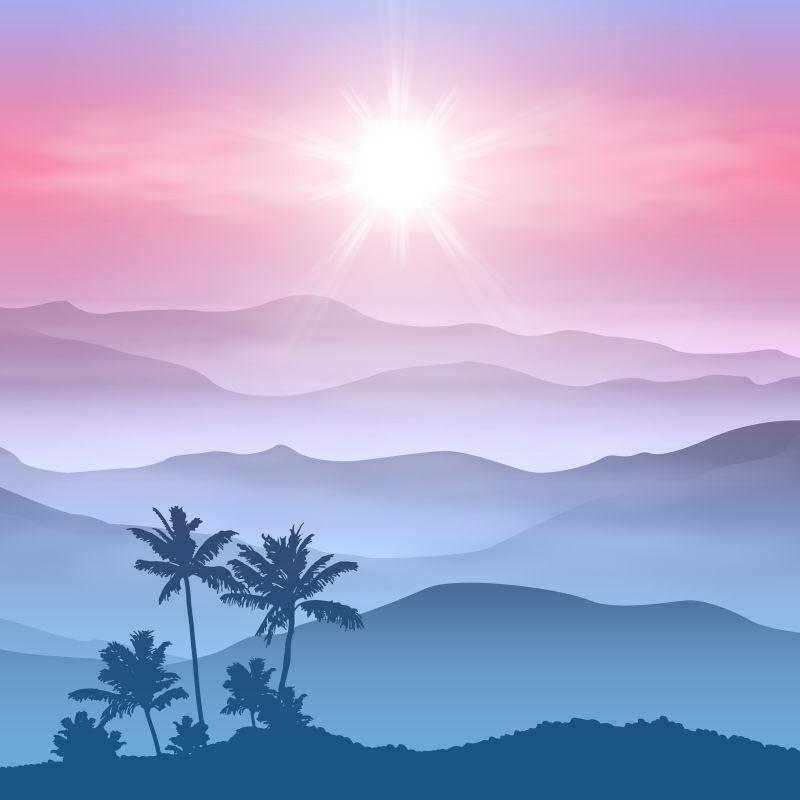 云山雾海的矢量图