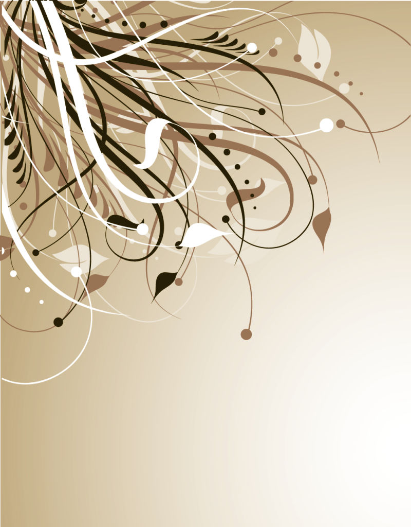 矢量抽象手绘植物设计图