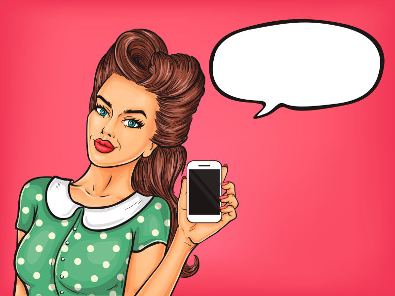 卡通漫画美女矢量插图