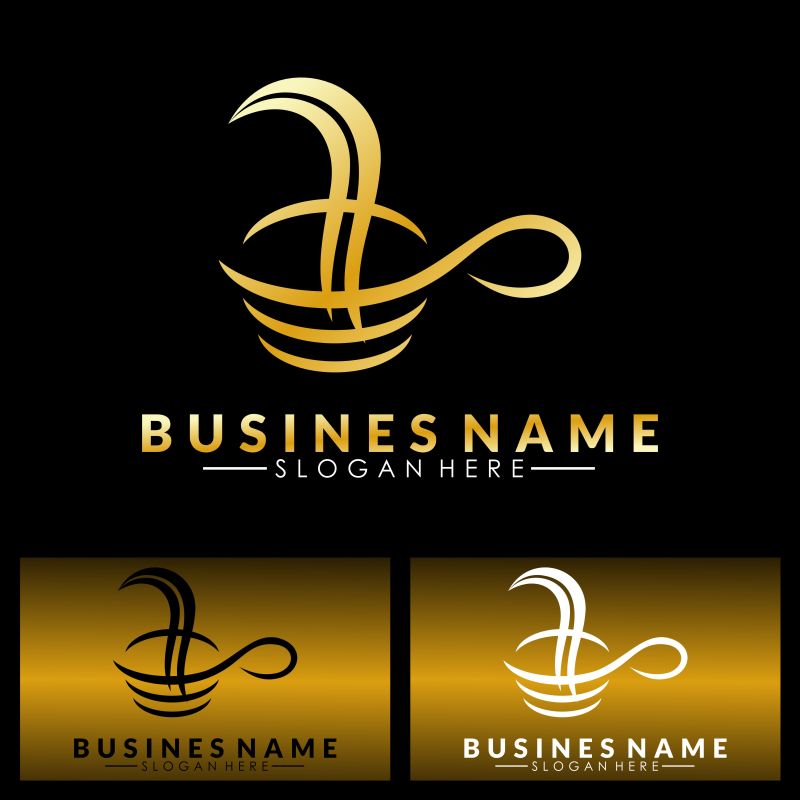 矢量金色咖啡徽标设计