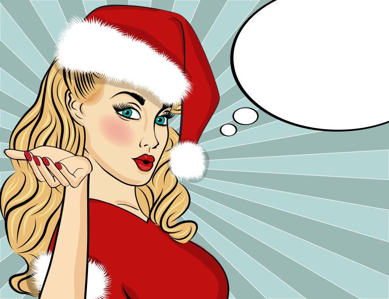 矢量带有对话框的卡通美女