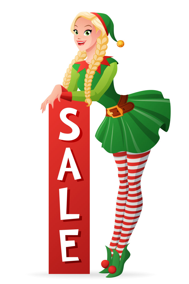 矢量的卡通圣诞精灵