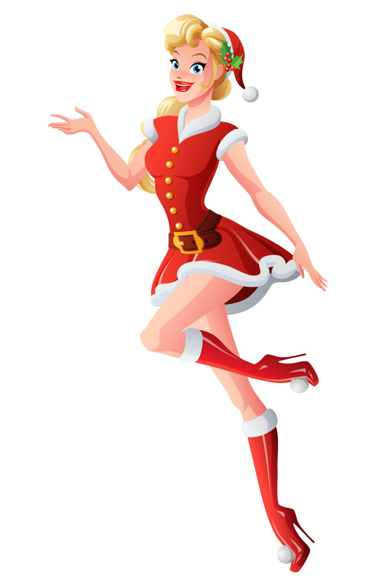 矢量可爱的金发圣诞女孩