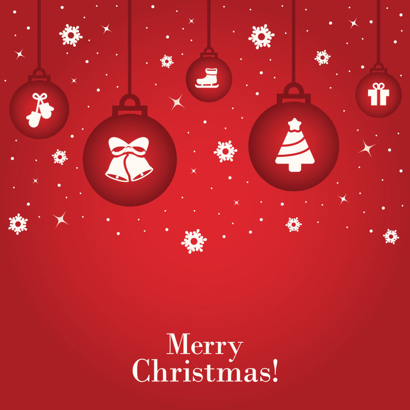 矢量设计红色背景的圣诞卡片