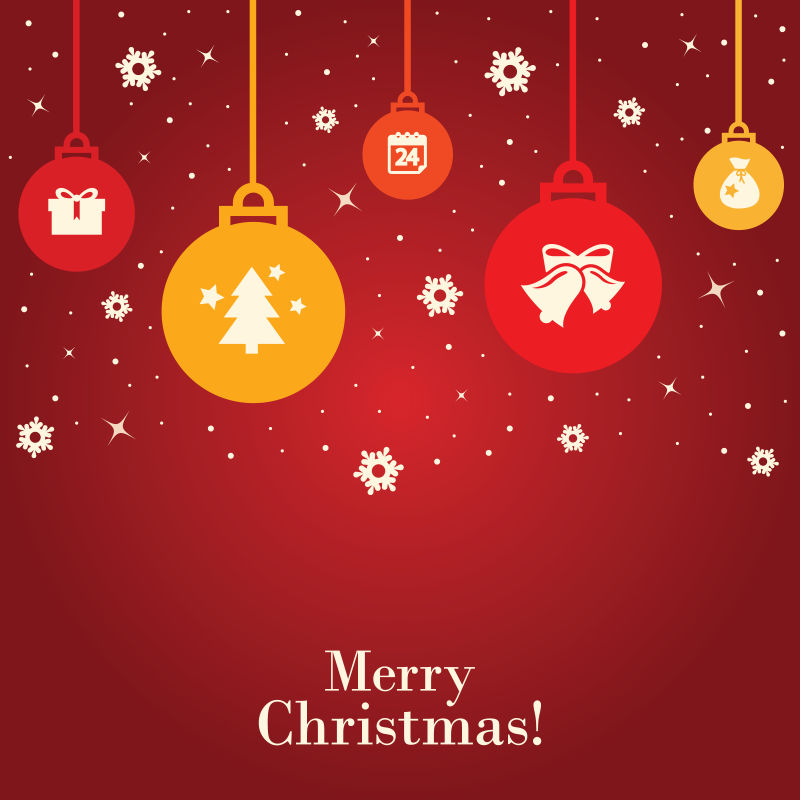 红色背景冬季装饰的矢量设计圣诞卡