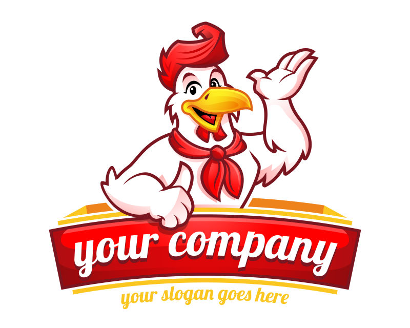 可爱的鸡肉标志矢量图
