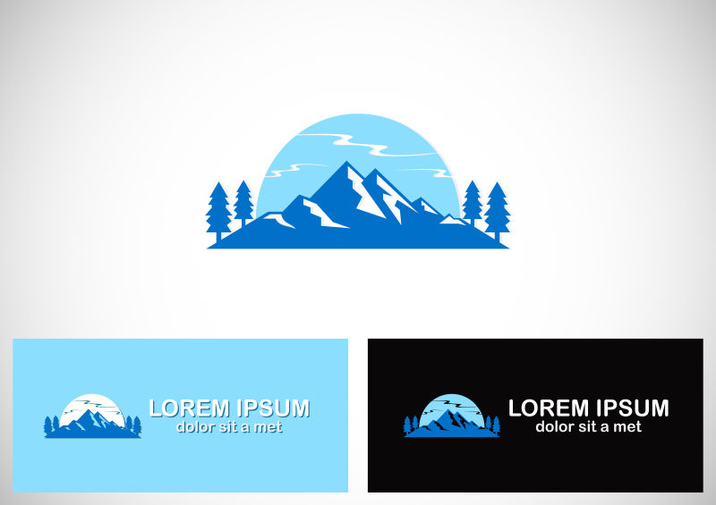 矢量彩色山logo设计