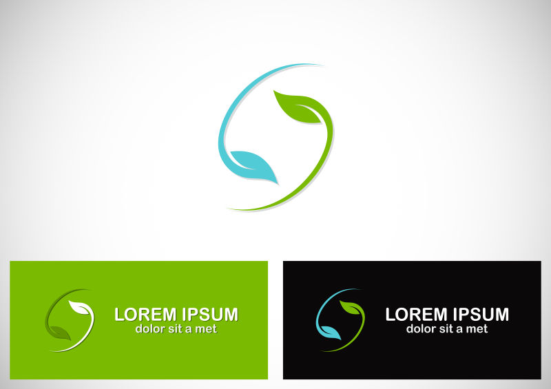 矢量创意绿叶旋转图标设计