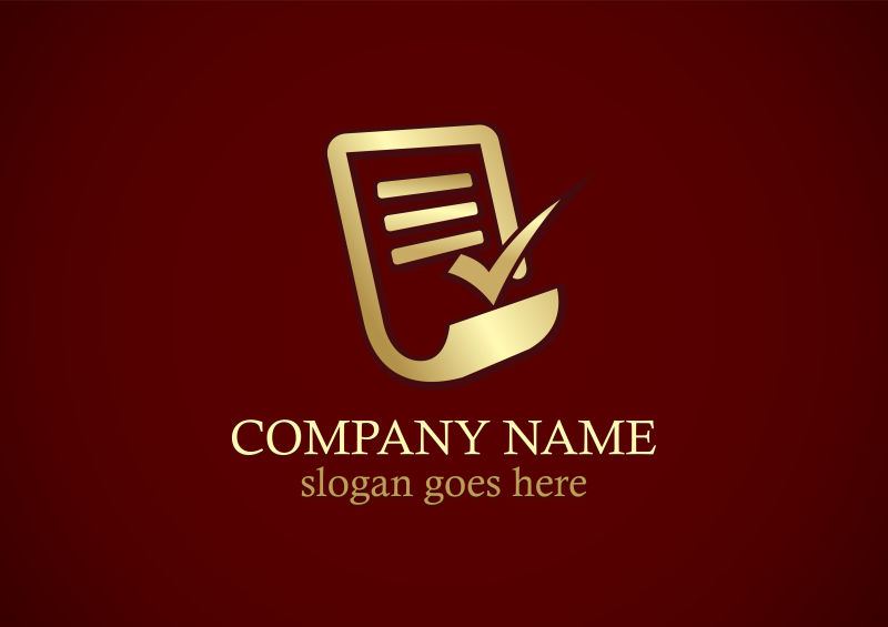 矢量金色记事本logo设计