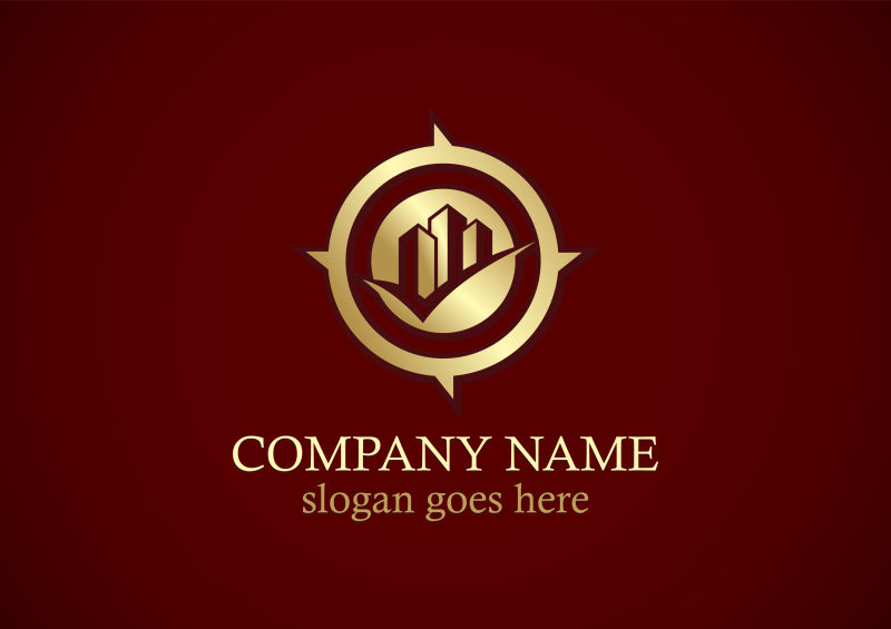 矢量的金色房产标志