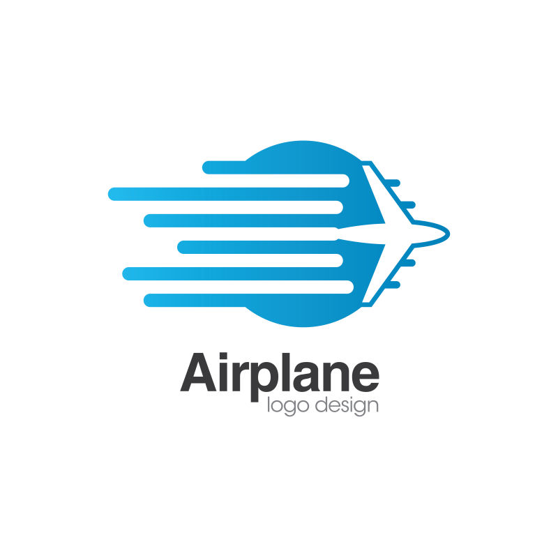 抽象矢量蓝色飞机标志设计