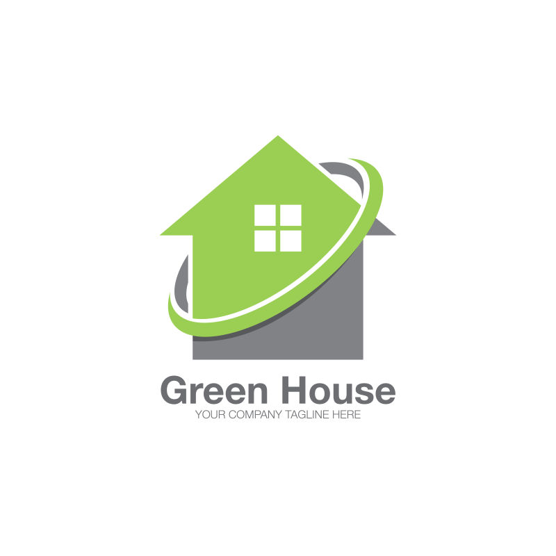 矢量房子绿色logo设计