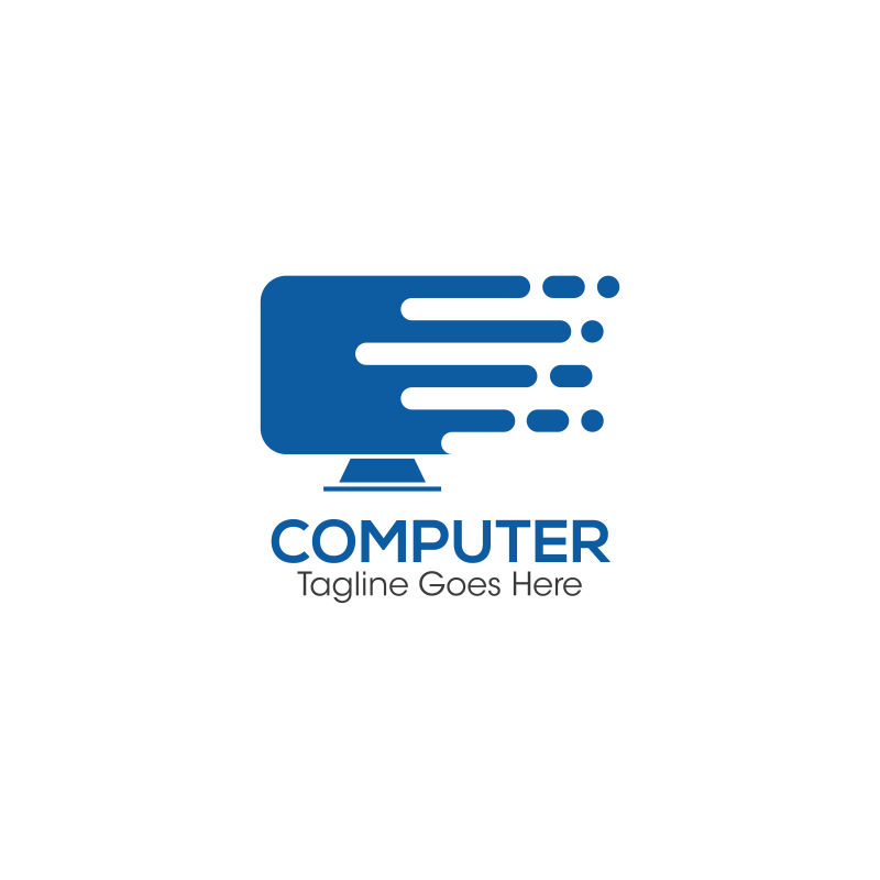 矢量计算机蓝色logo设计