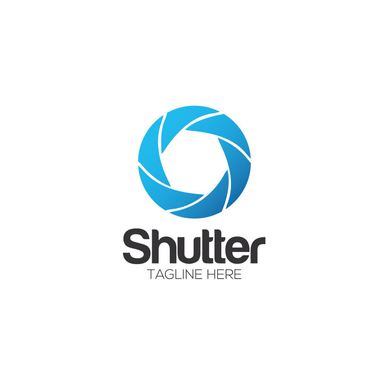 矢量蓝色快门摄影logo设计