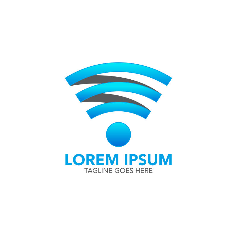 矢量蓝色抽象信号logo设计