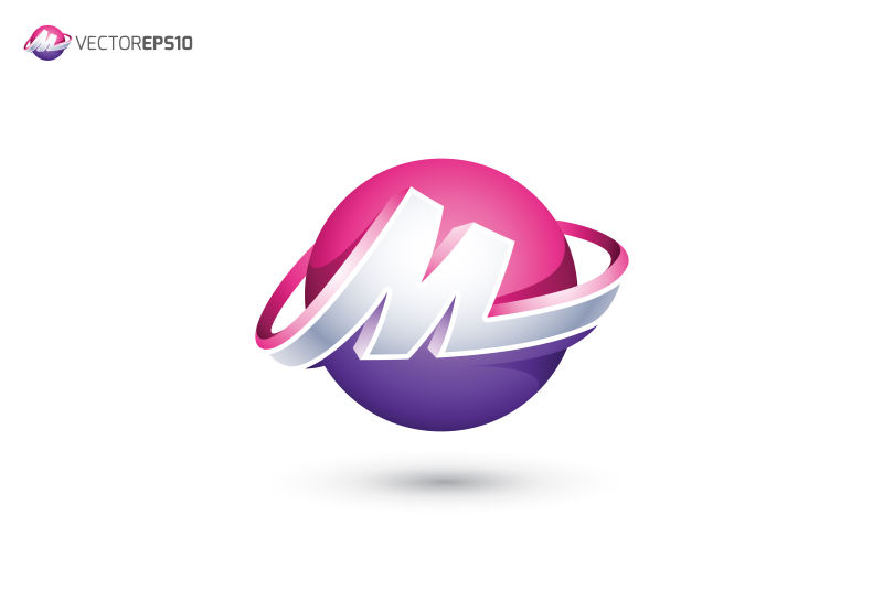 创意M字母图标设计矢量