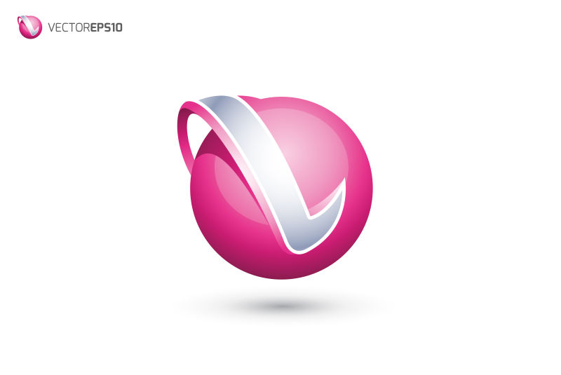 粉色创意字母图标设计矢量