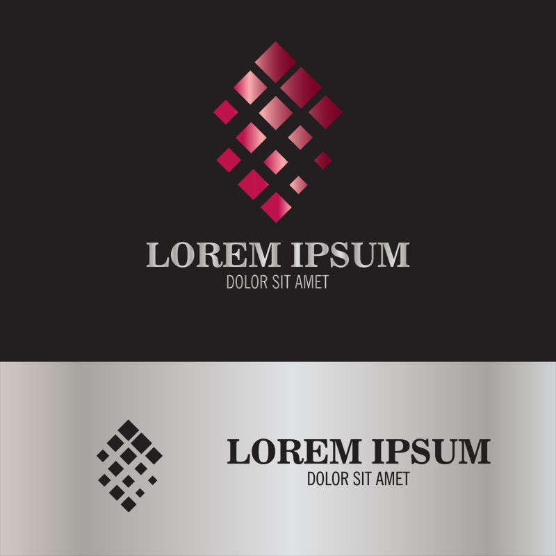 矢量抽象粉色立体方形标志设计