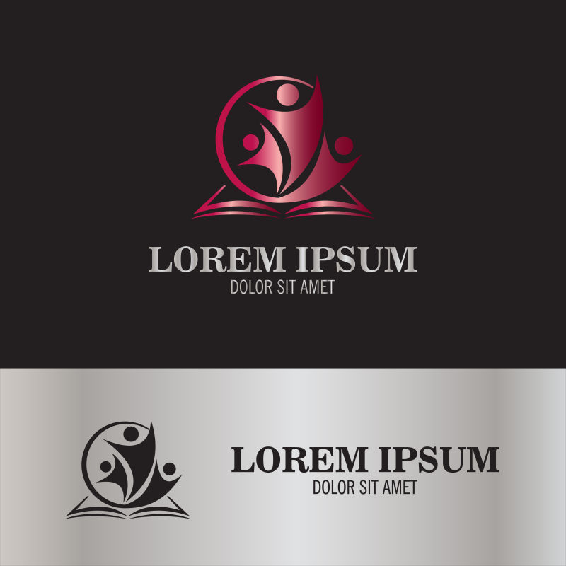 创意矢量团队概念的粉色标志设计