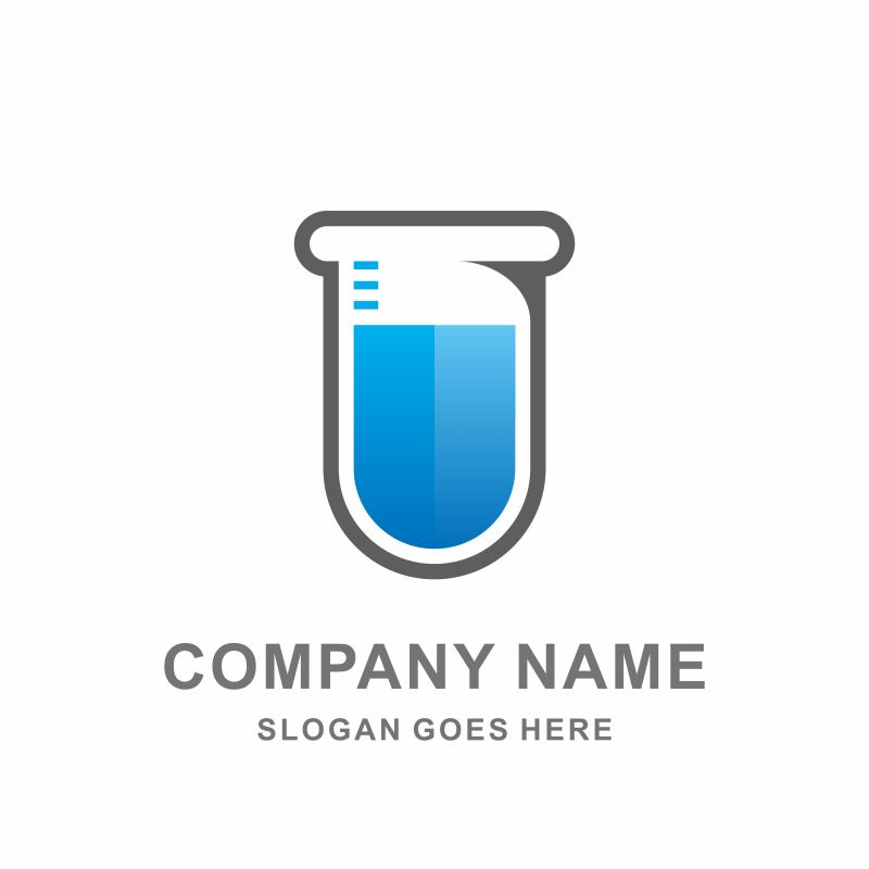 矢量创意蓝色试管logo设计