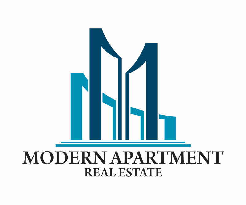 矢量蓝色和深蓝色房地产创意logo设计