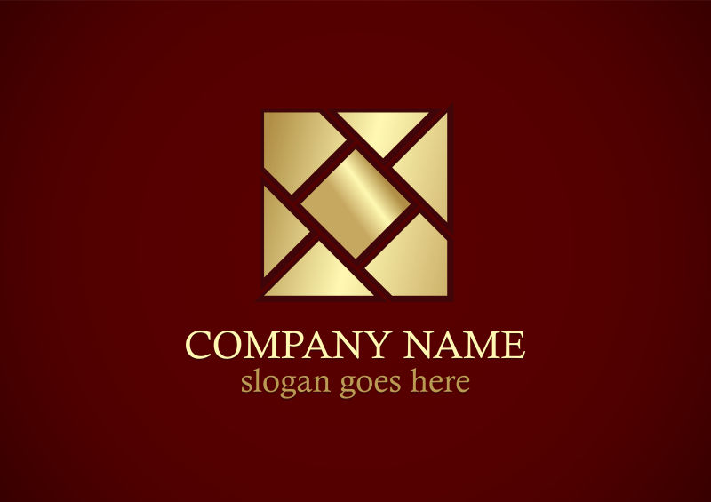 金色的正方形商标矢量