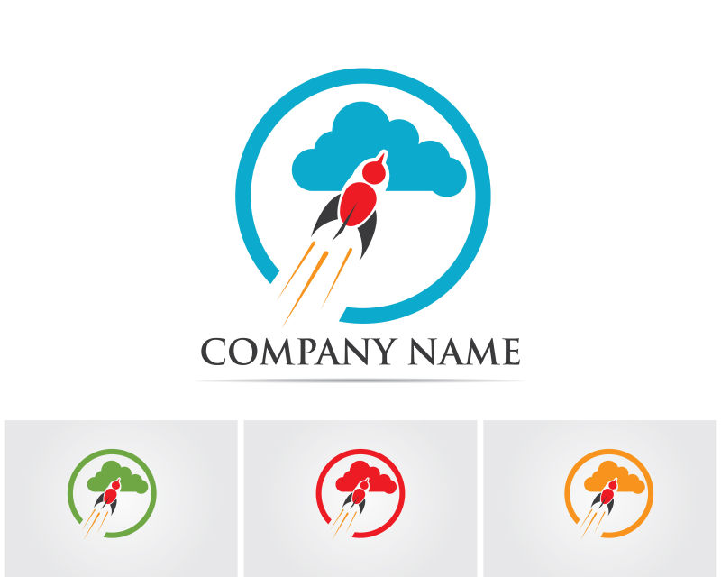 矢量彩色火箭logo设计