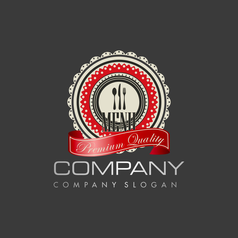 创意矢量抽象复古风格的餐厅标志设计