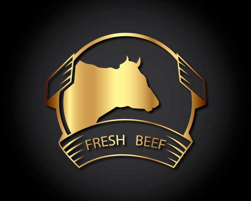 抽象矢量新鲜牛肉标志设计