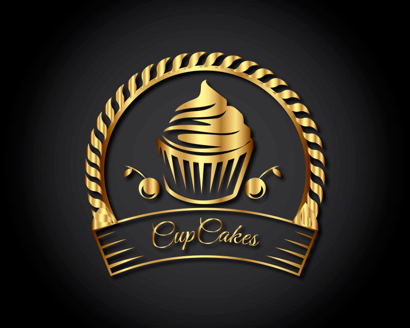 抽象矢量金色甜品标志设计