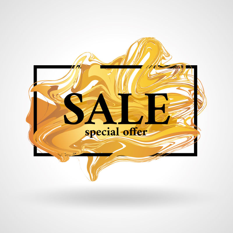 矢量金色大理石抽象纹理销售海报设计
