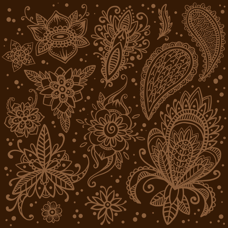 矢量复古风花卉设计无缝背景