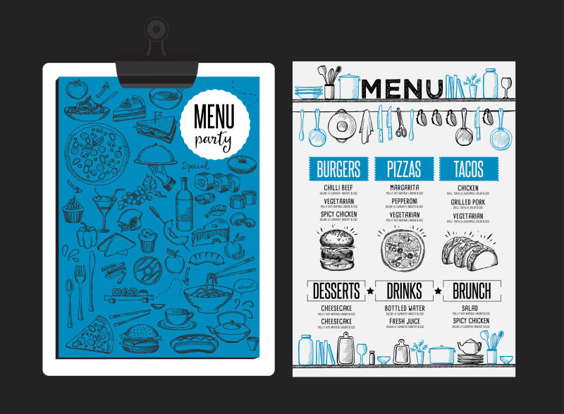 餐厅食品菜单矢量设计图