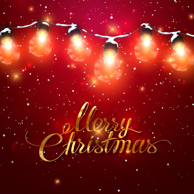 雪花和闪光灯设计的矢量圣诞卡片