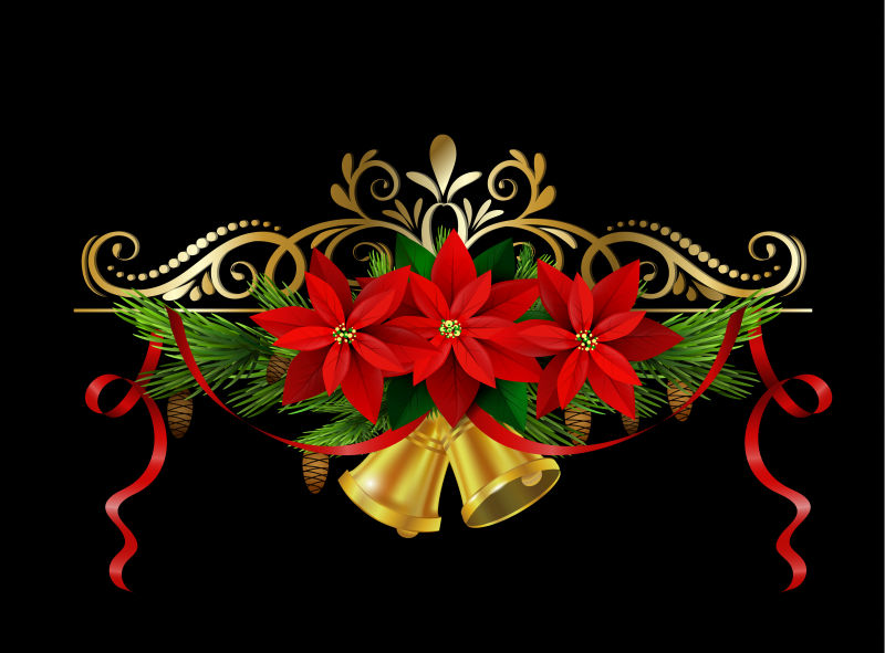 圣诞鲜花装饰矢量背景