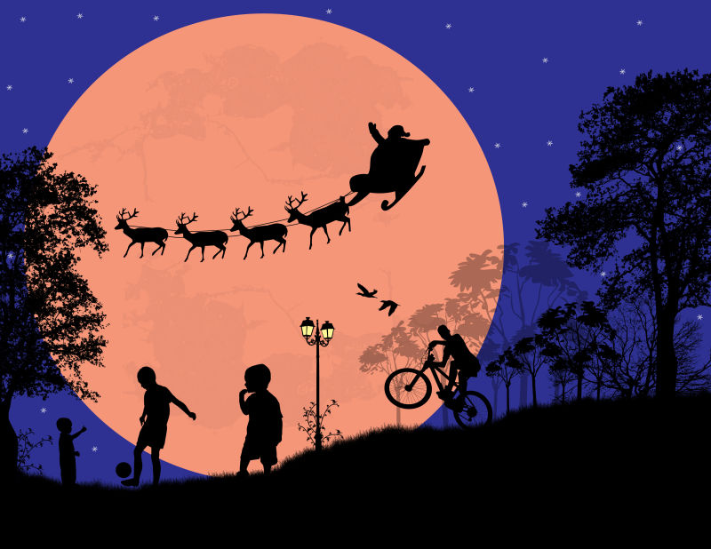 矢量圣诞夜晚场景