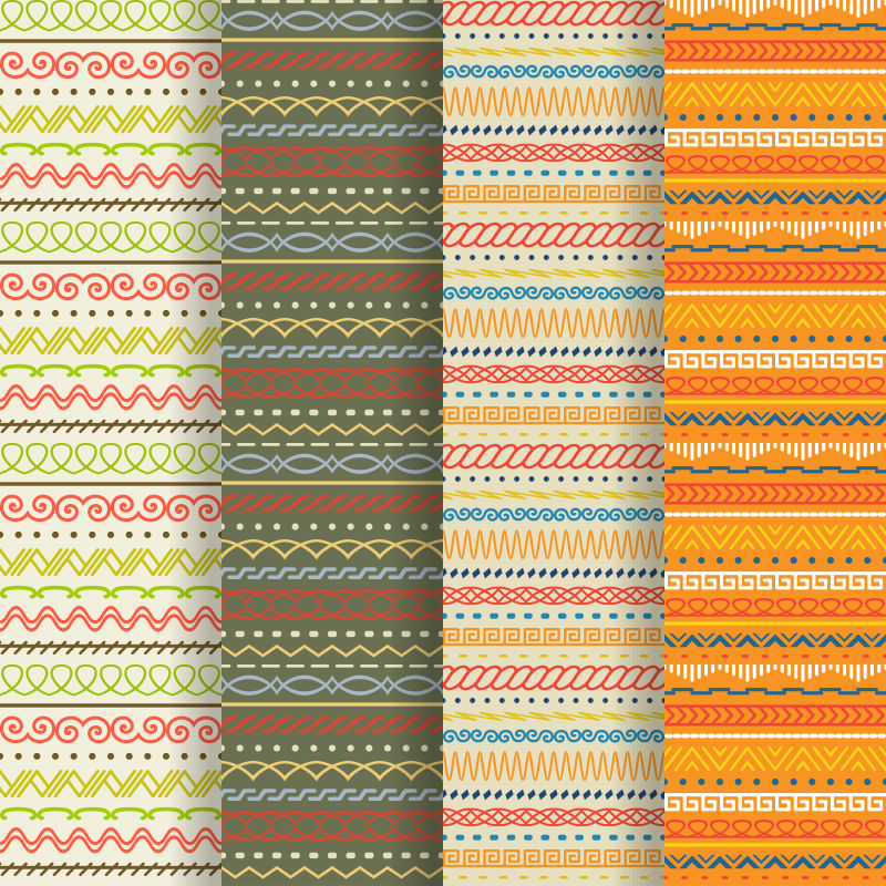 矢量彩色图案设计插图