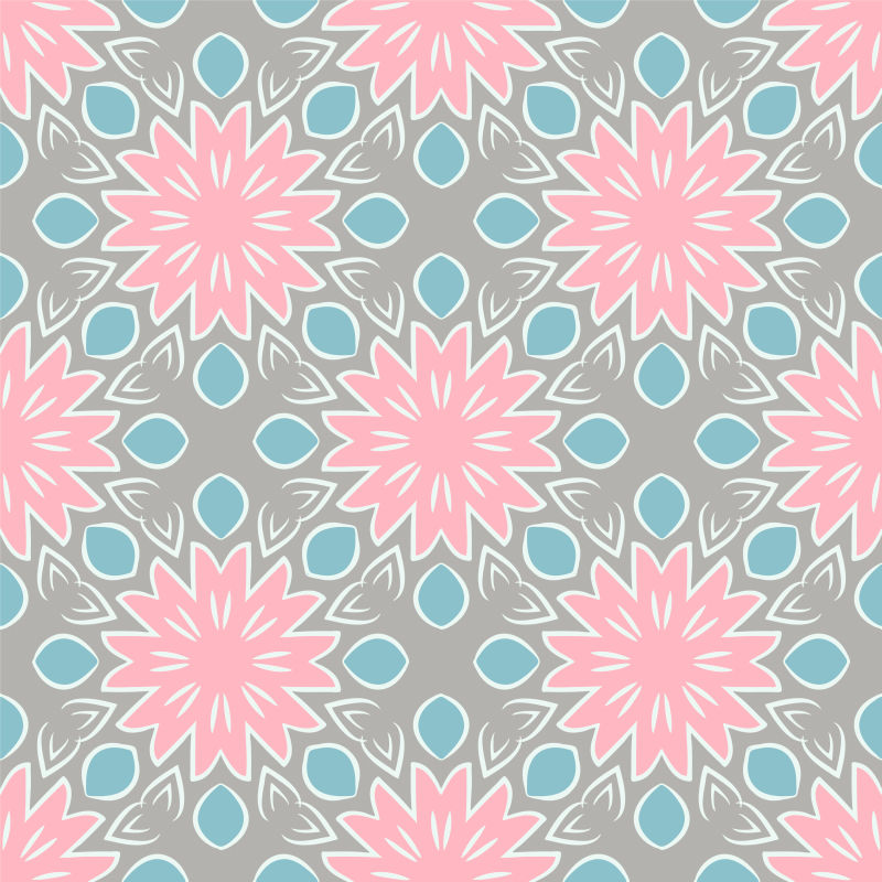 彩色花卉图案矢量设计