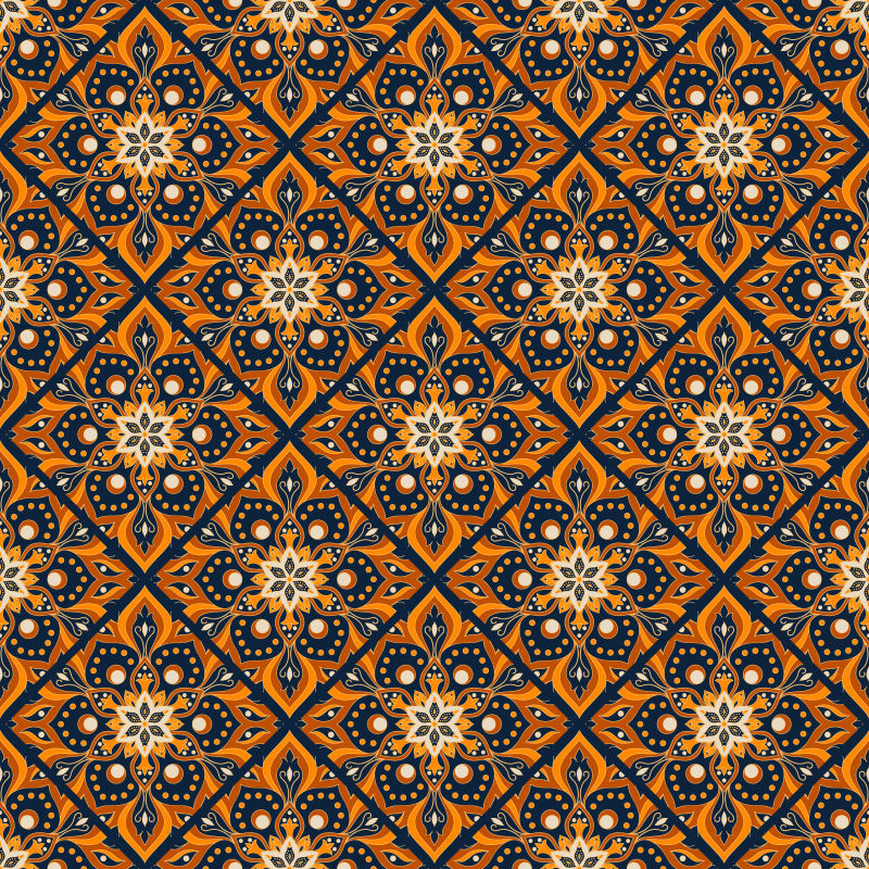 矢量手绘曼荼罗棕色图案设计