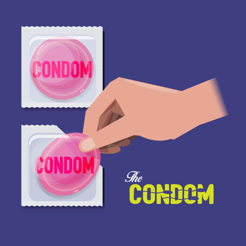 用手拿出安全套的矢量图
