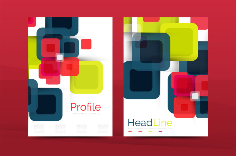 创意矢量彩色几何元素的年度报告设计