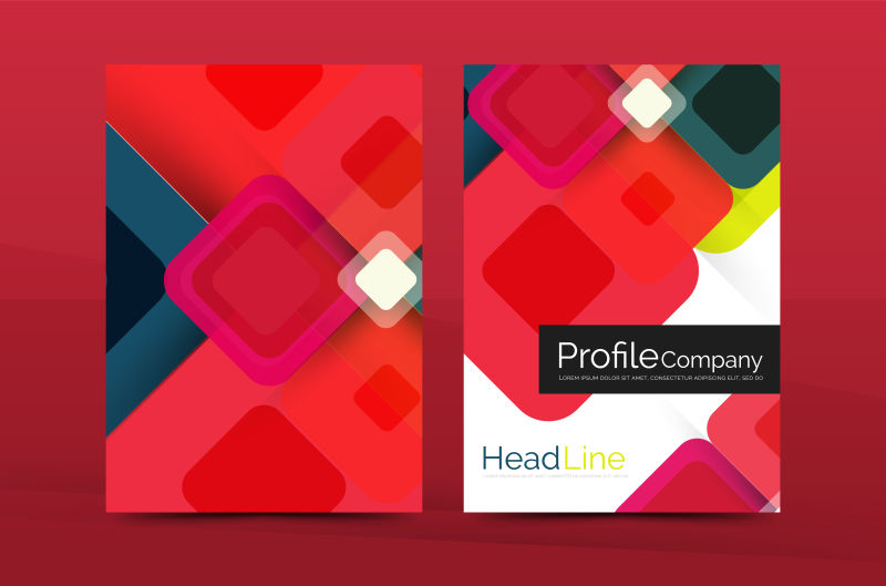 抽象矢量红色现代几何年度报告设计