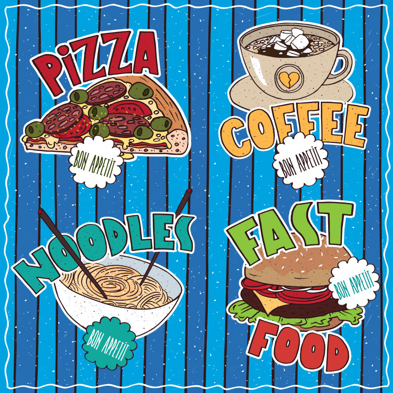 矢量的卡通美食插图