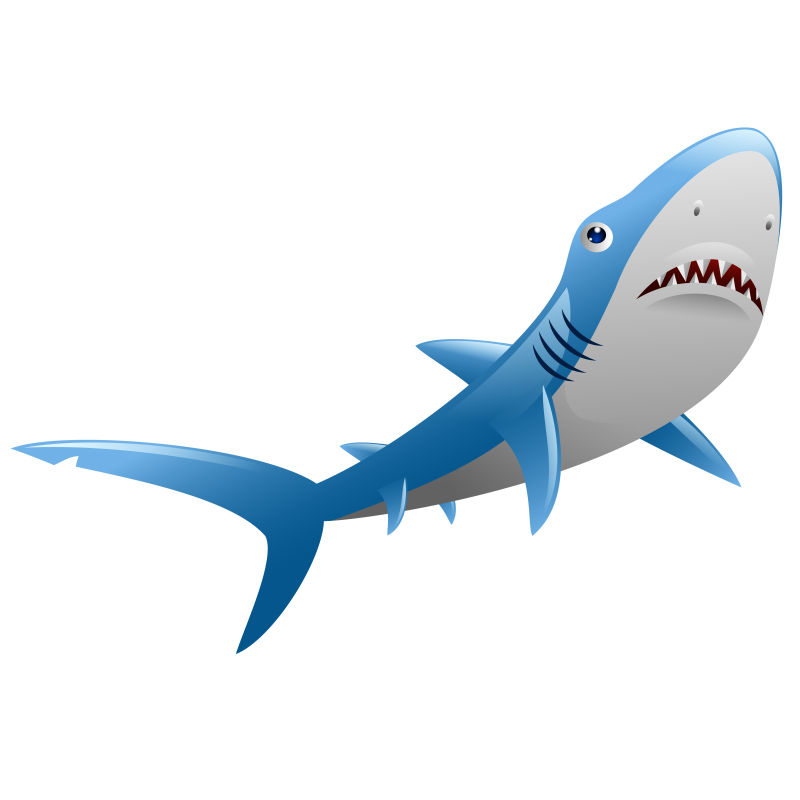 野生鲨鱼卡通矢量图