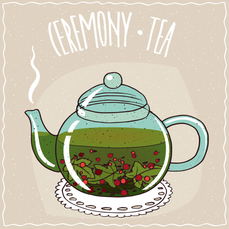 矢量用热煮过的茶醋栗茶壶