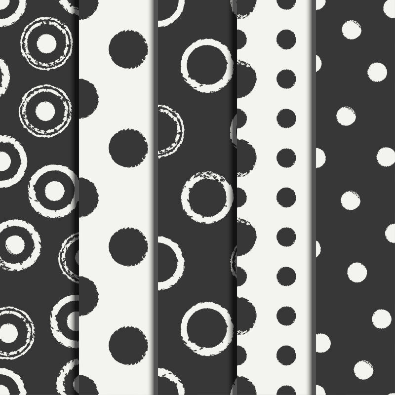 五份拼接黑白矢量图案