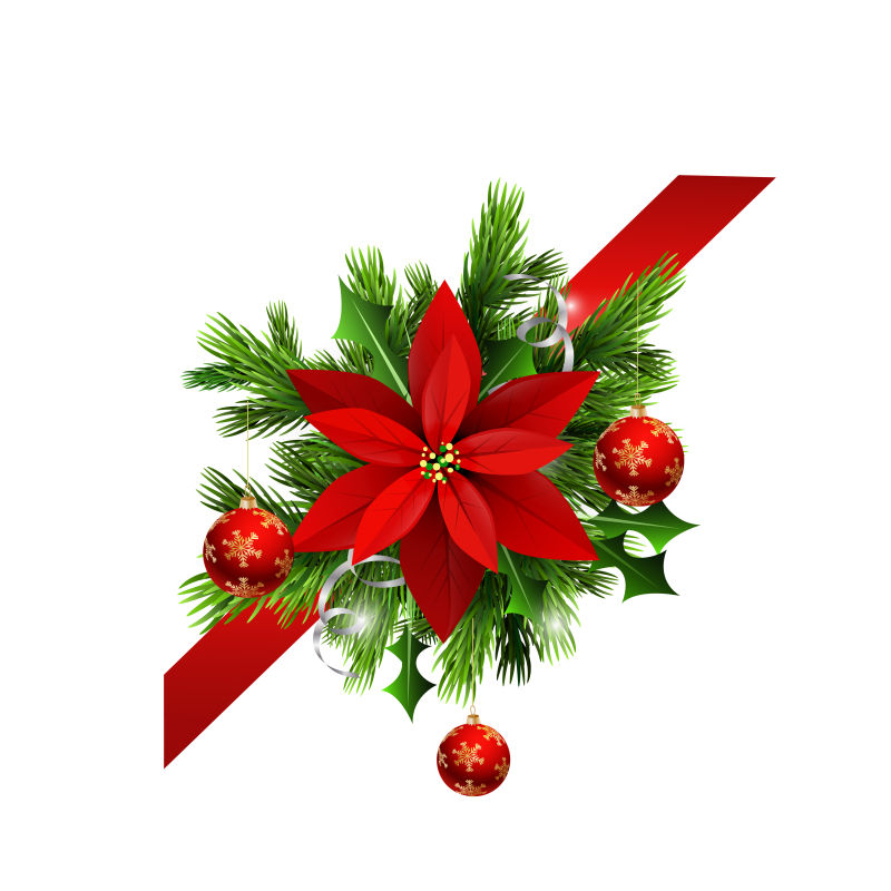 矢量圣诞花卉装饰设计