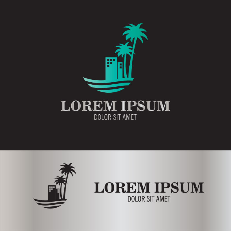 绿色的海边标示矢量