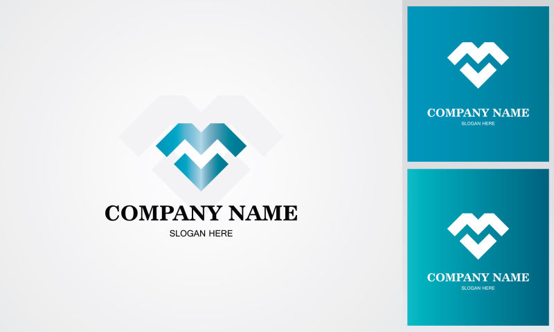 矢量抽象爱心logo设计图